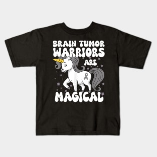 Brain Tumor Warrior Gray Ribbon Brain Tumor Cancer Awareness Kids T-Shirt